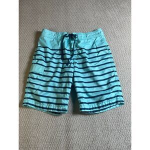 Old Navy Men’s Swim Trunks Blue Striped‎ Board Shorts Size Medium